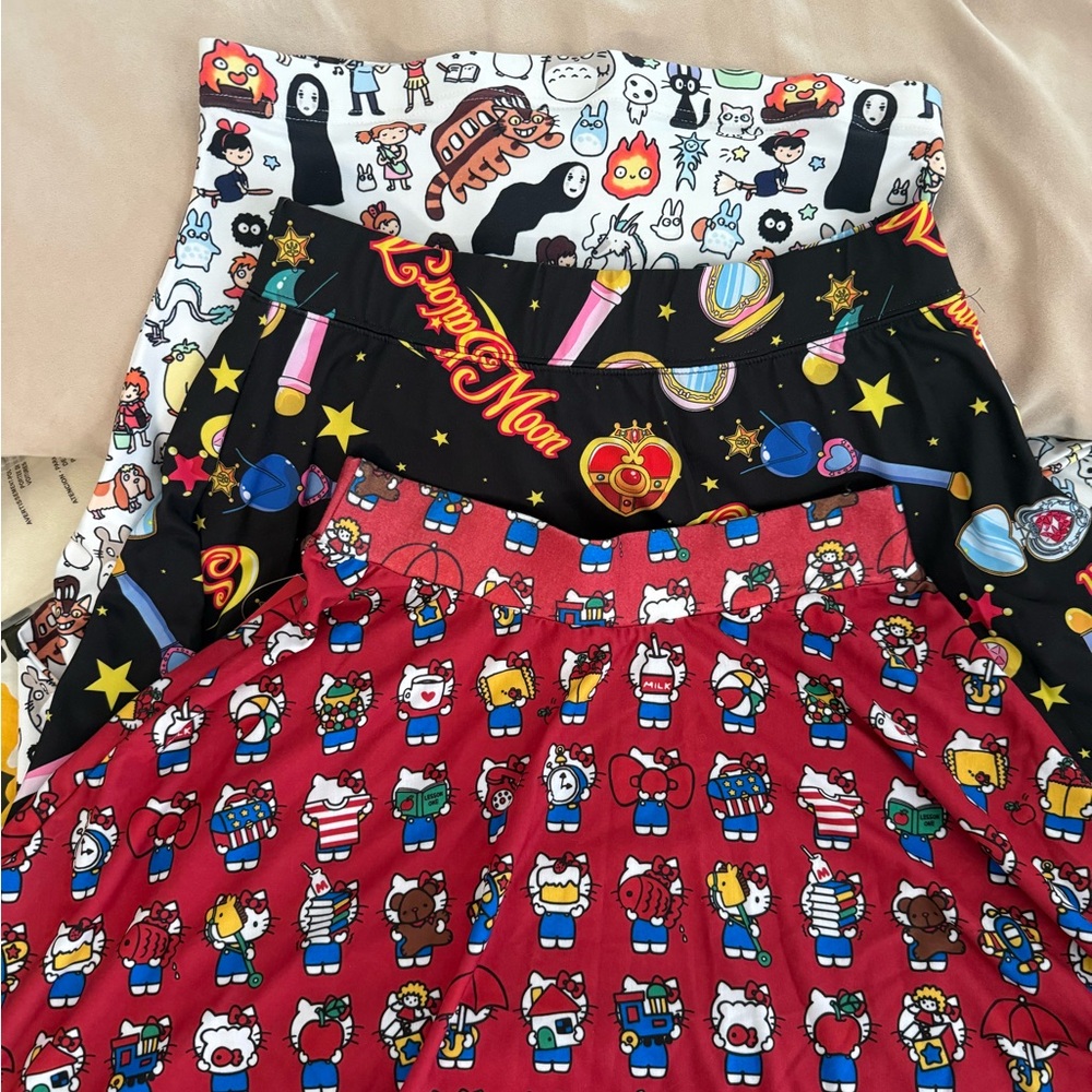3 Skirt Bundle - Hello Kitty Sailor Moon Totoro